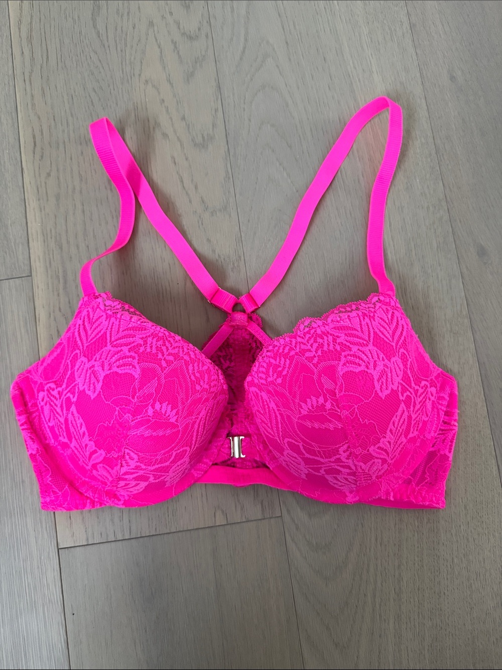 Auden Hot Pink Lace Push-Up Bra